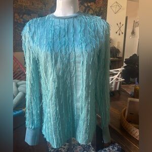 3.1 Phillip Lim Aqua Fringe Knit Sweater